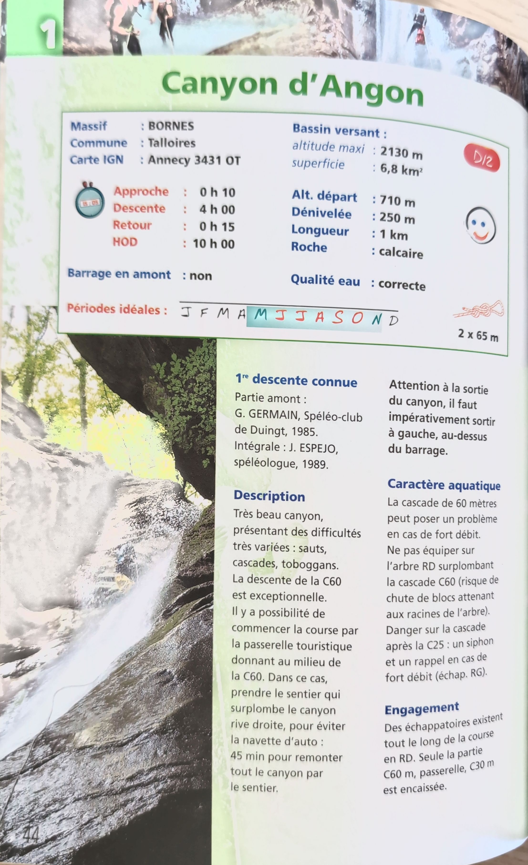 Topo image 1 for Le Canyon d' Angon